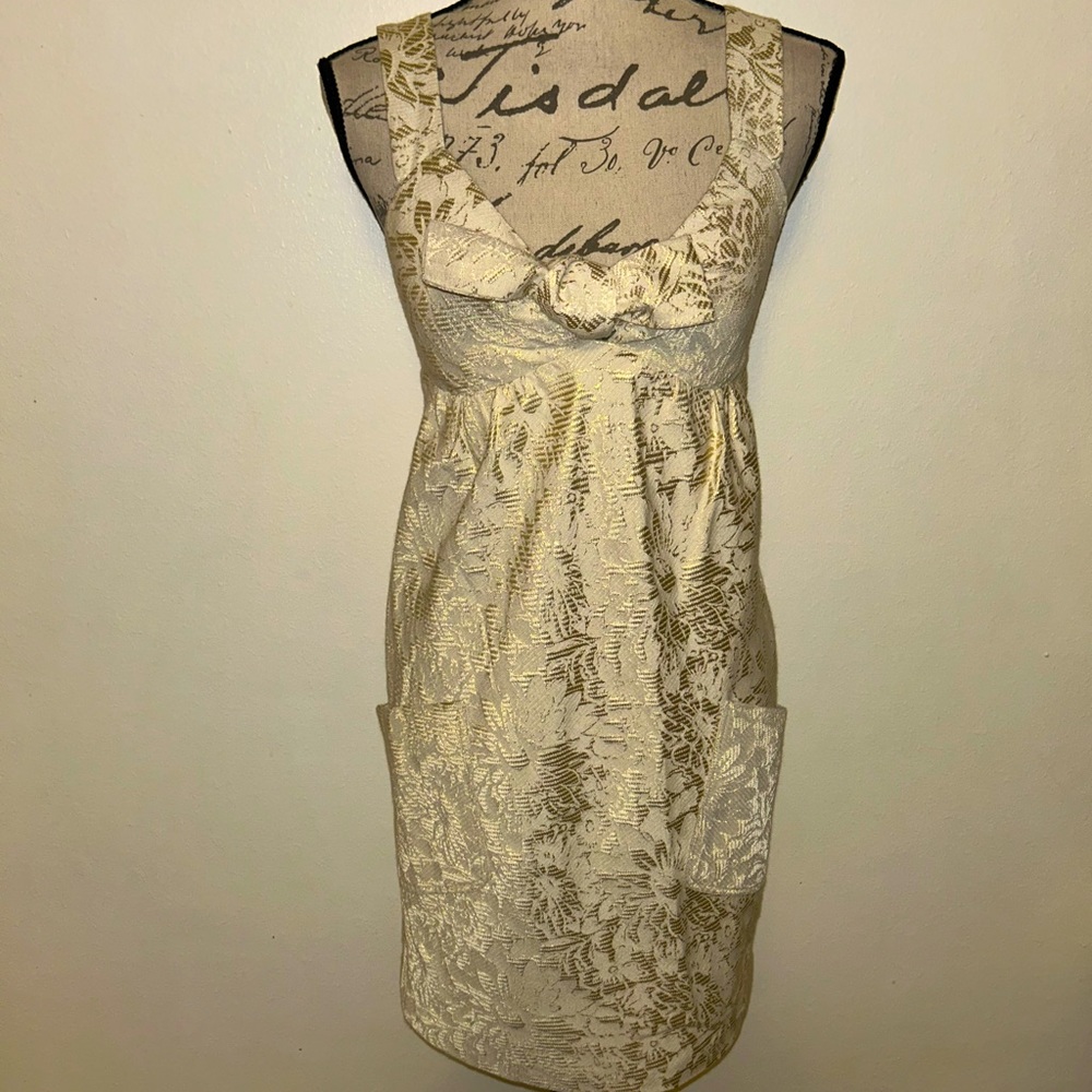 🧡BCBG Paris Gold Foil Bow Dress🧡